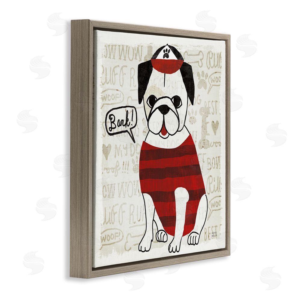 Michael Mullan Bark Puppy Love with Cap Brown Floating Frame Canvas Wall Art Print