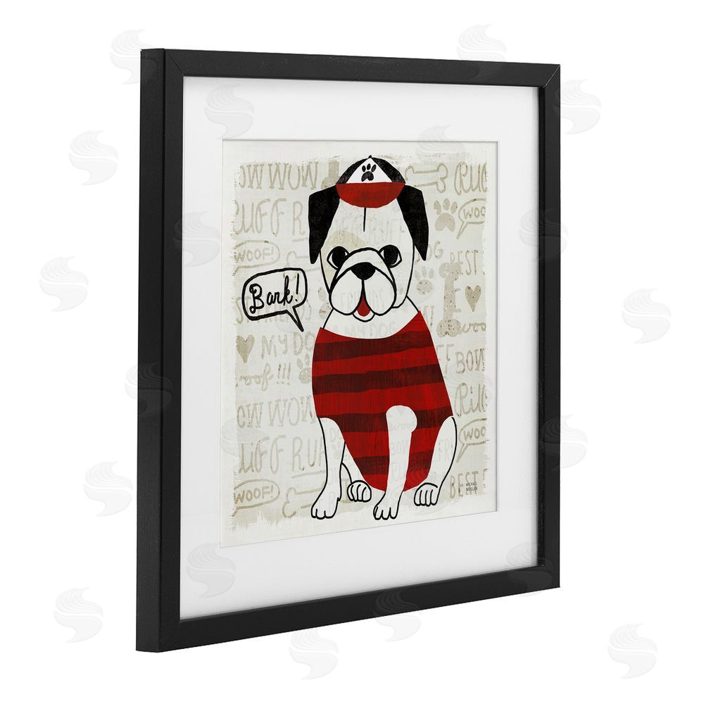 Michael Mullan Bark Puppy Love with Cap Black Framed Print Under Glass Wall Art