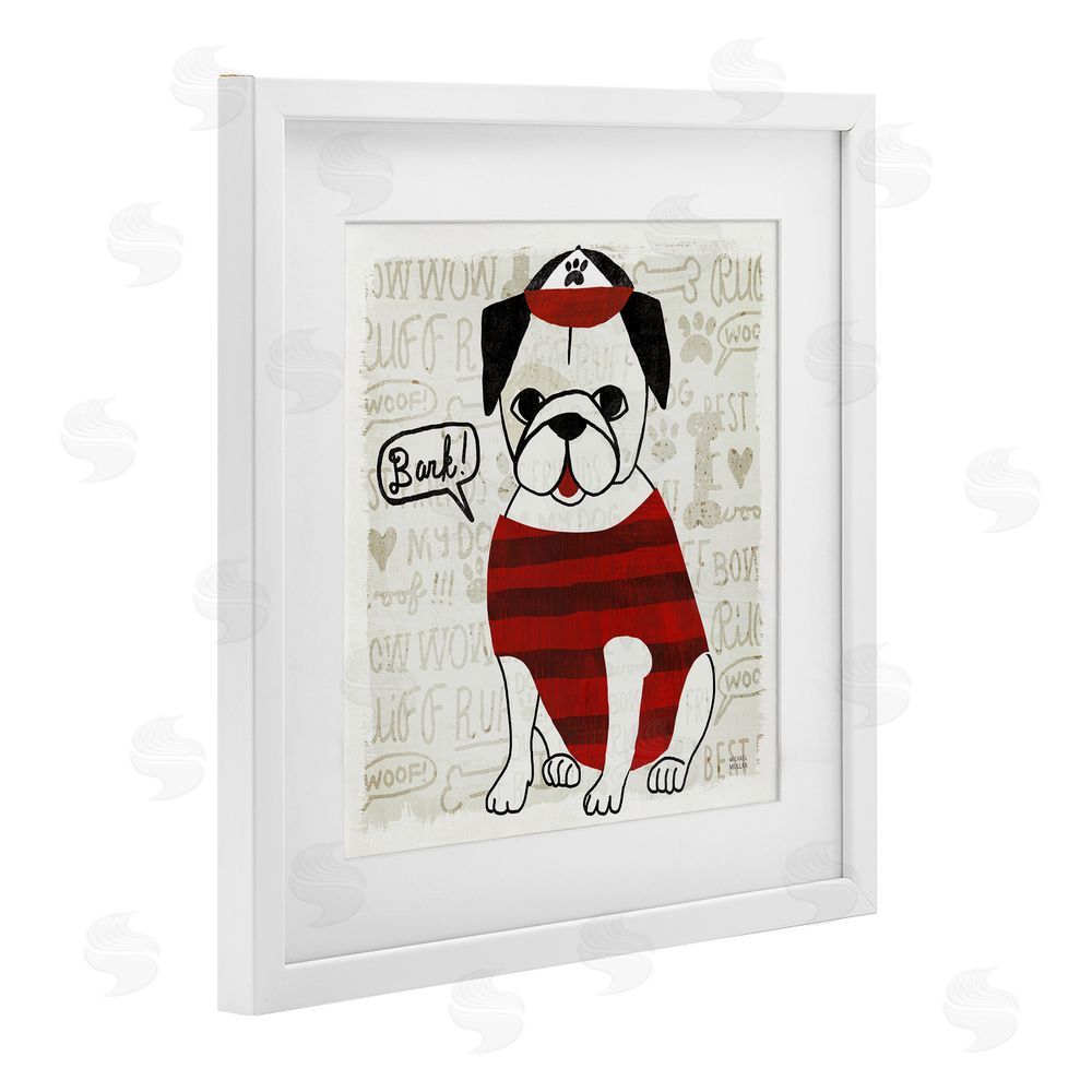 Michael Mullan Bark Puppy Love with Cap White Framed Print Under Glass Wall Art