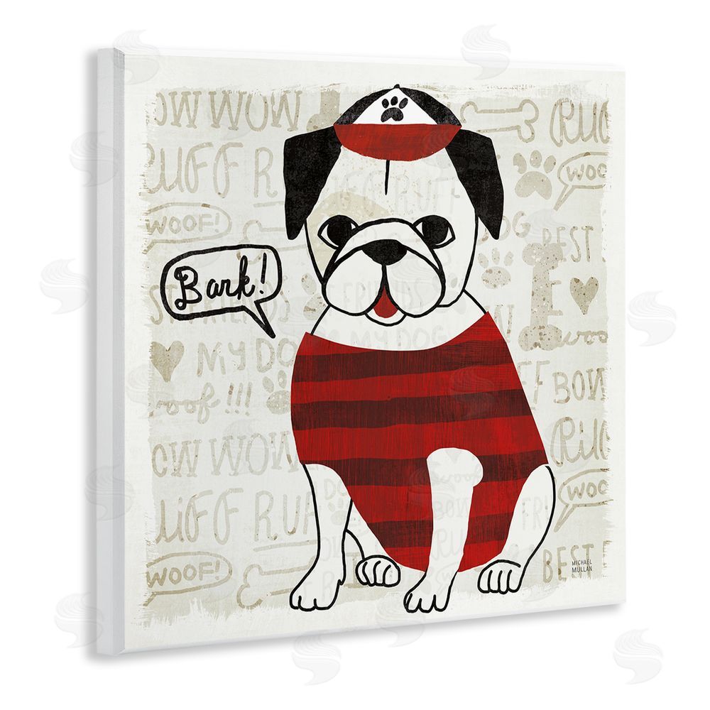 Michael Mullan Bark Puppy Love with Cap Wooden Wall Plaque Art Print