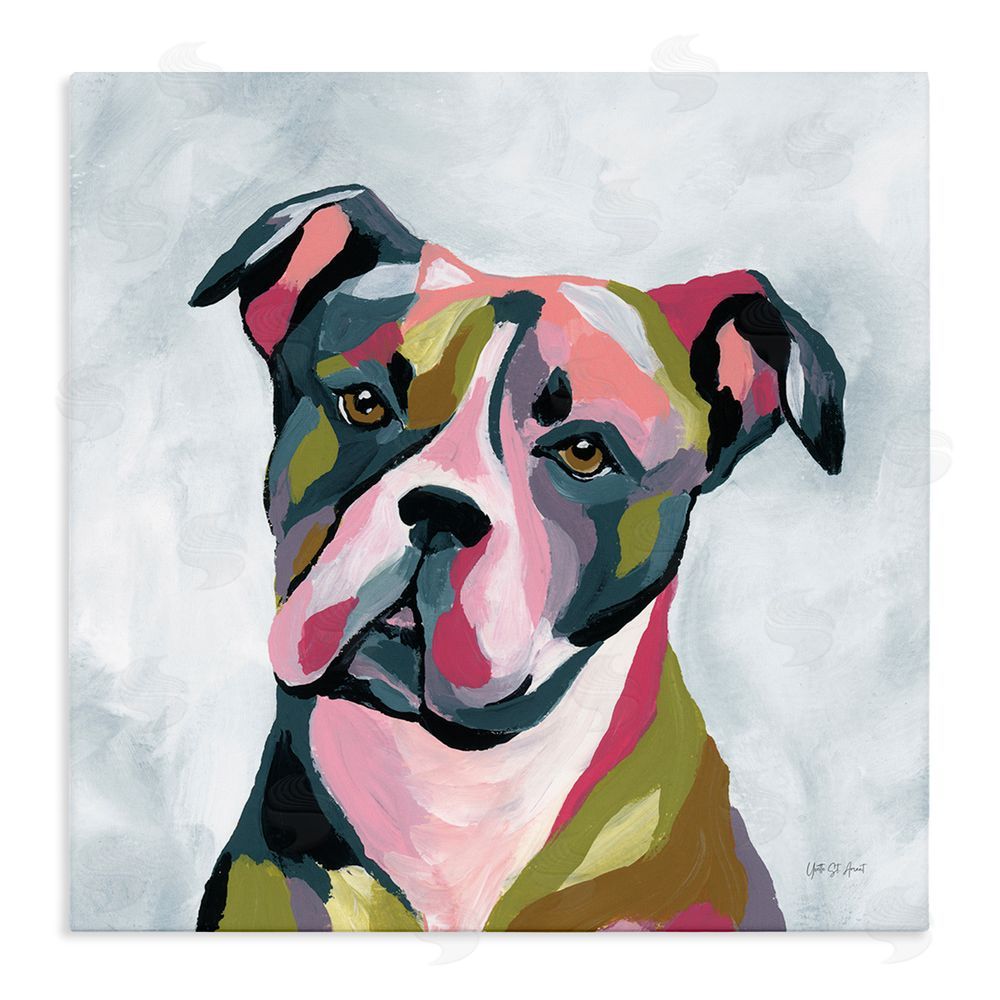 Yvette St. Amant Abstract Pitbull Portrait Stretched Canvas Wall Art Print