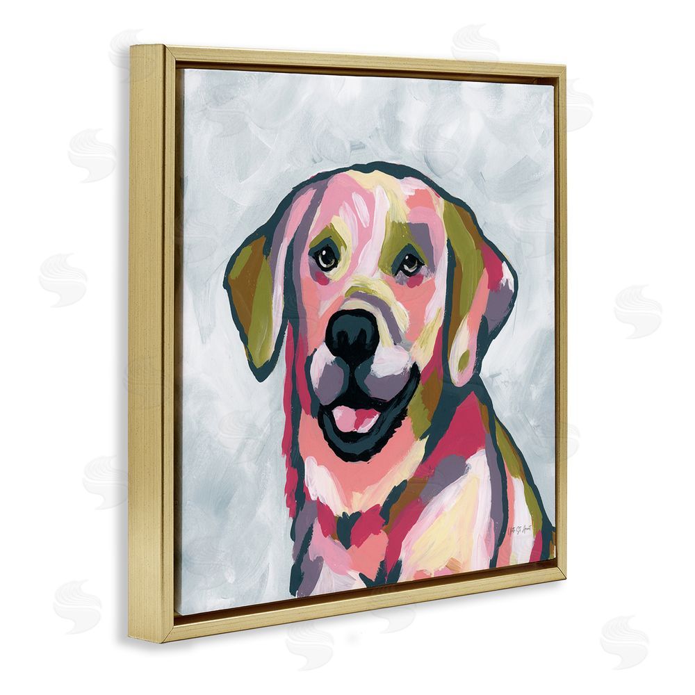 Yvette St. Amant Abstract Labrador Portrait Gold Floating Frame Canvas Wall Art Print