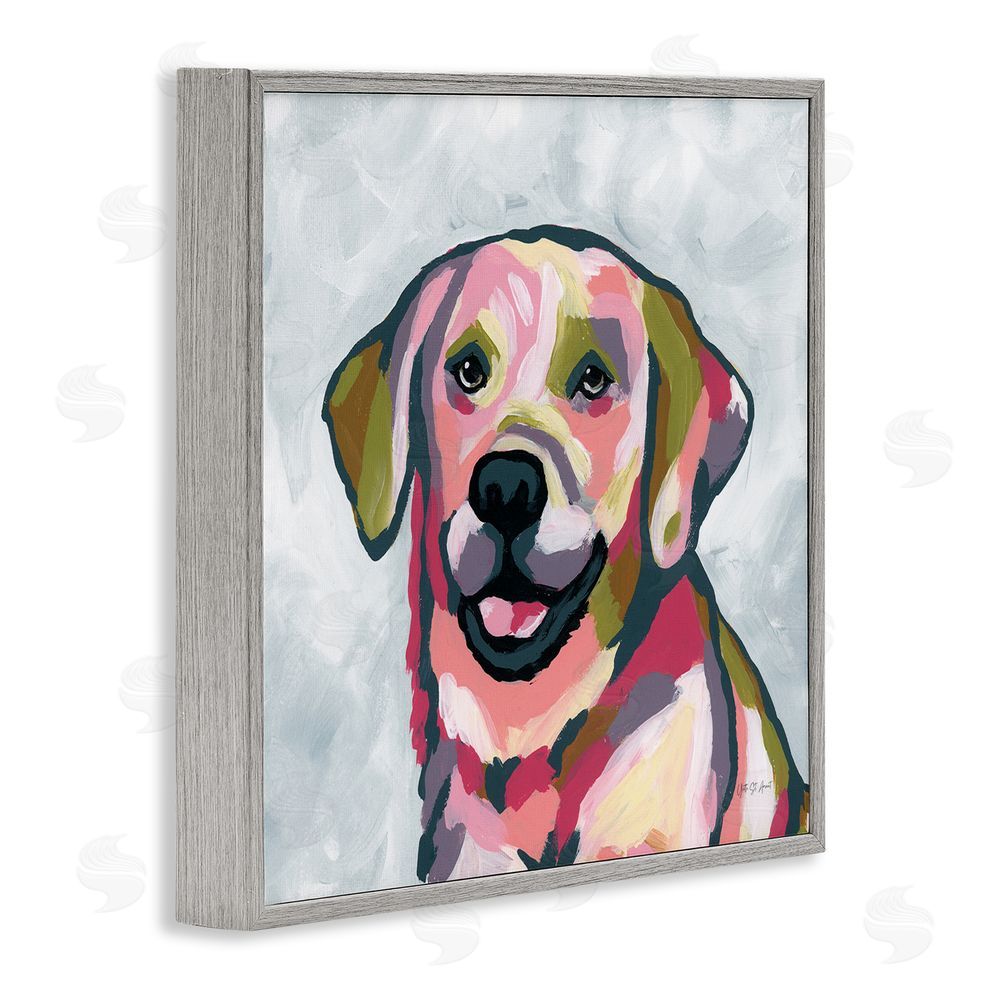 Yvette St. Amant Abstract Labrador Portrait Gray Framed Giclee Wall Art Print