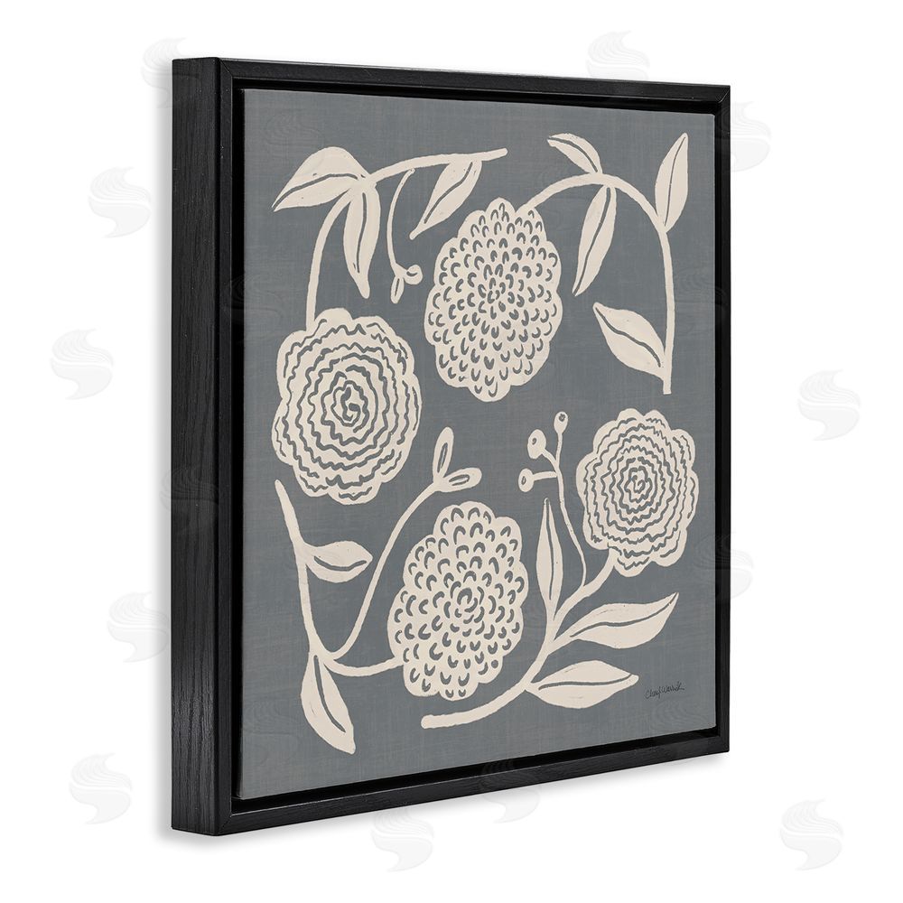 Cheryl Warrick Bloom Toss in Neutrals Black Floating Frame Canvas Wall Art Print