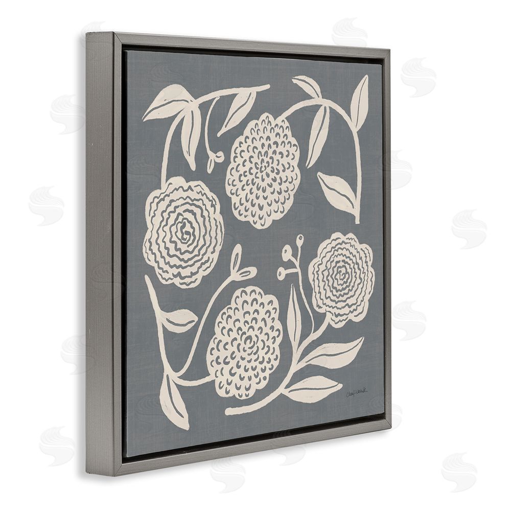 Cheryl Warrick Bloom Toss in Neutrals Gray Floating Frame Canvas Wall Art Print