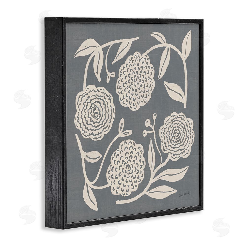 Cheryl Warrick Bloom Toss in Neutrals Black Framed Giclee Wall Art Print