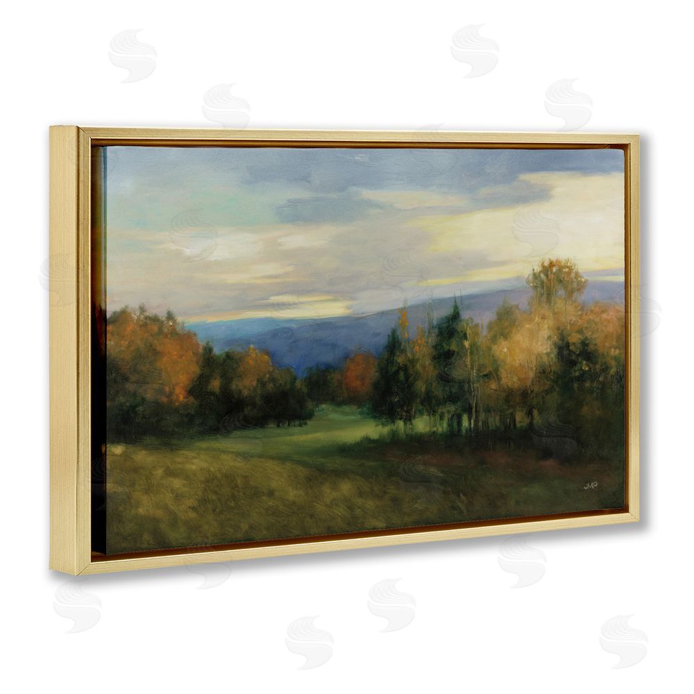 Julia Purinton October Meadow Countryside Gold Floating Framed Canvas Wall Art
