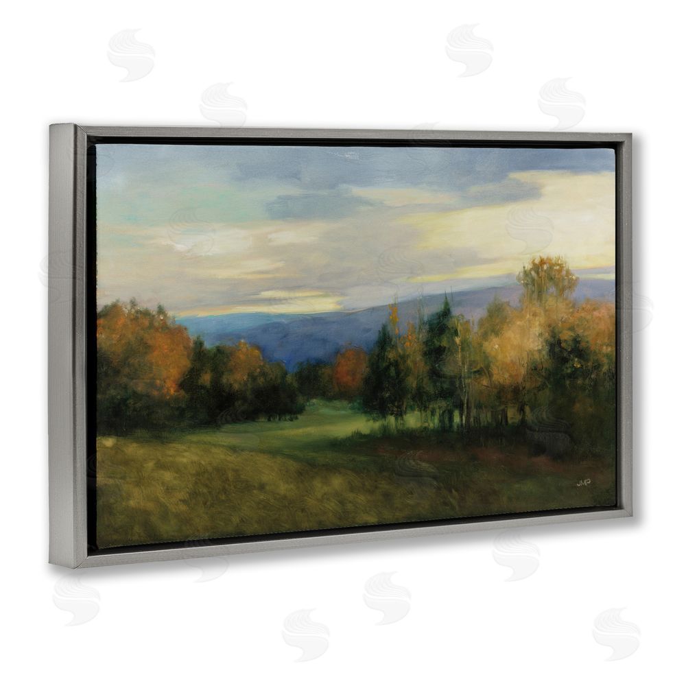 Julia Purinton October Meadow Countryside Gray Floating Framed Canvas Wall Art