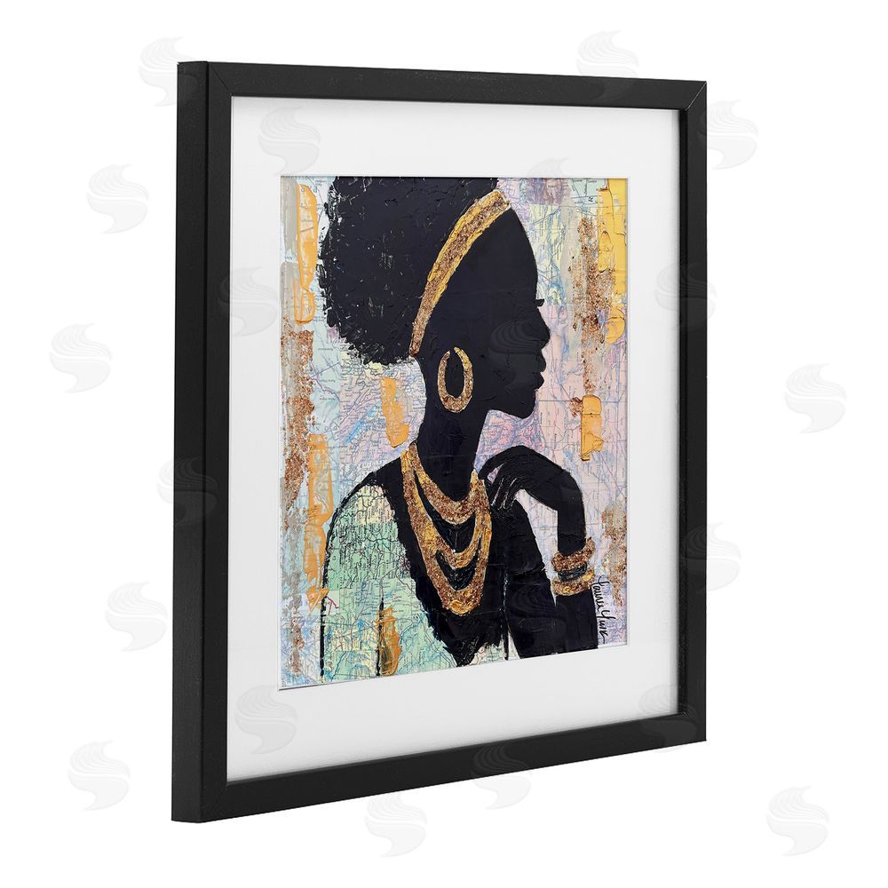 Lauren Luna Jewelry Clad Girl Silhouette Black Framed Print Under Glass Wall Art