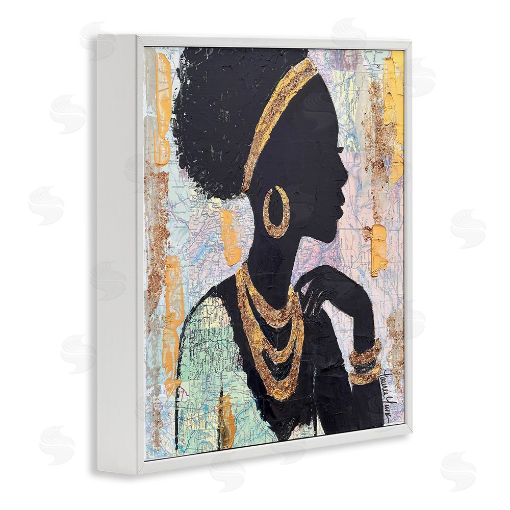 Lauren Luna Jewelry Clad Girl Silhouette White Framed Giclee Wall Art