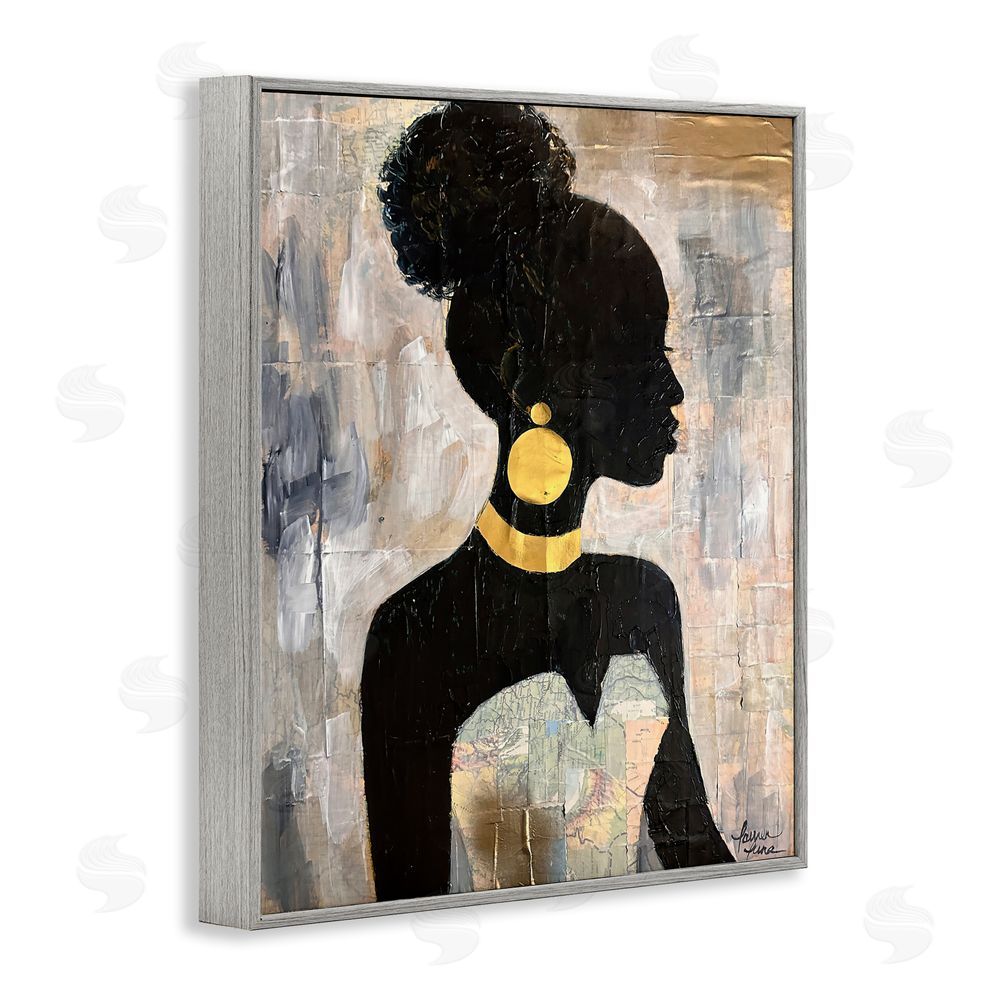 Lauren Luna Elegant Fashion Silhouette Gray Framed Giclee Wall Art