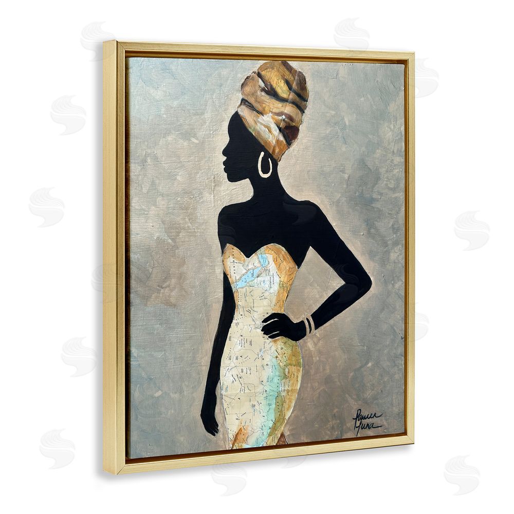 Lauren Luna Motherland Muse Fashion Portrait Gold Floating Framed Canvas Wall Art