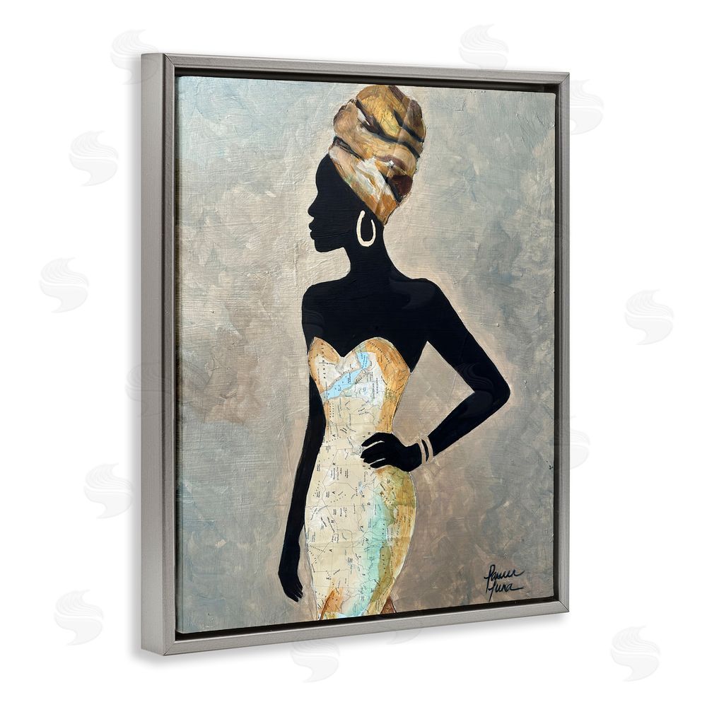 Lauren Luna Motherland Muse Fashion Portrait Gray Floating Framed Canvas Wall Art
