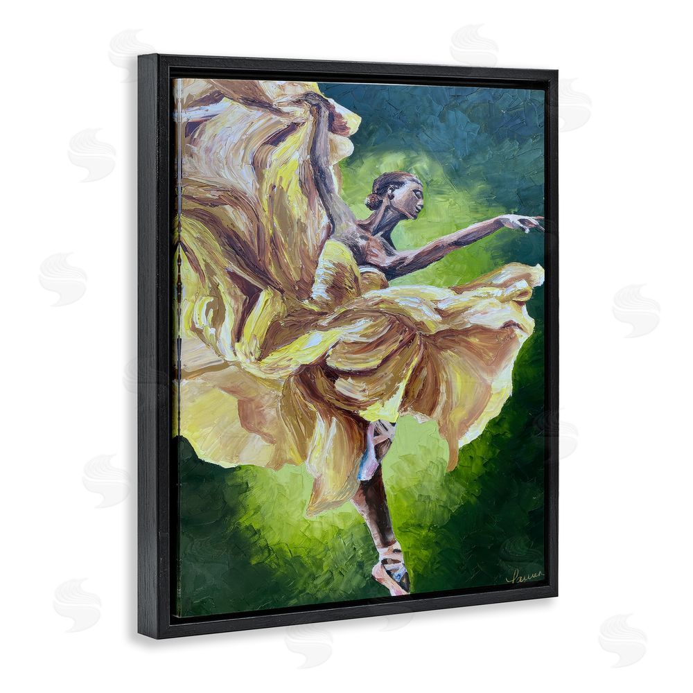 Lauren Luna Primavera Ballet Dancer Black Floating Framed Canvas Wall Art
