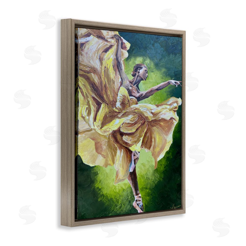 Lauren Luna Primavera Ballet Dancer Brown Floating Framed Canvas Wall Art