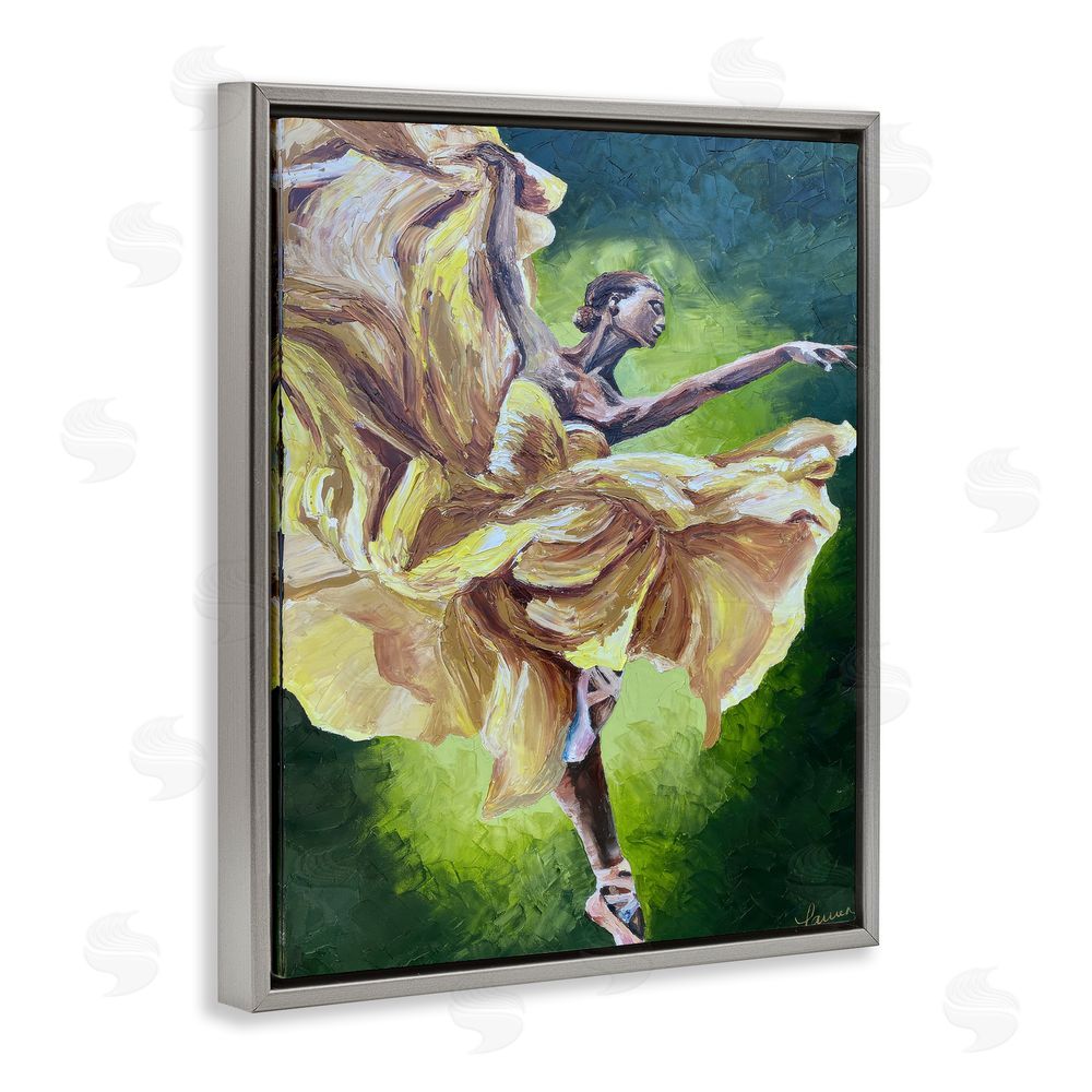 Lauren Luna Primavera Ballet Dancer Gray Floating Framed Canvas Wall Art