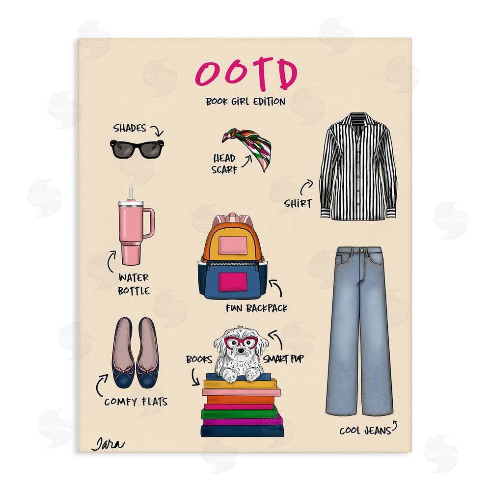 Tara Boone Book Girl Daily Outfit Stretched Canvas Wall Art Print