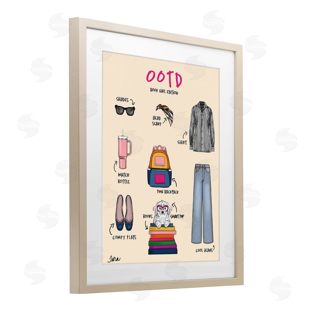 Tara Boone Book Girl Daily Outfit Brown Framed Print Under Glass with Matting Wall Art
