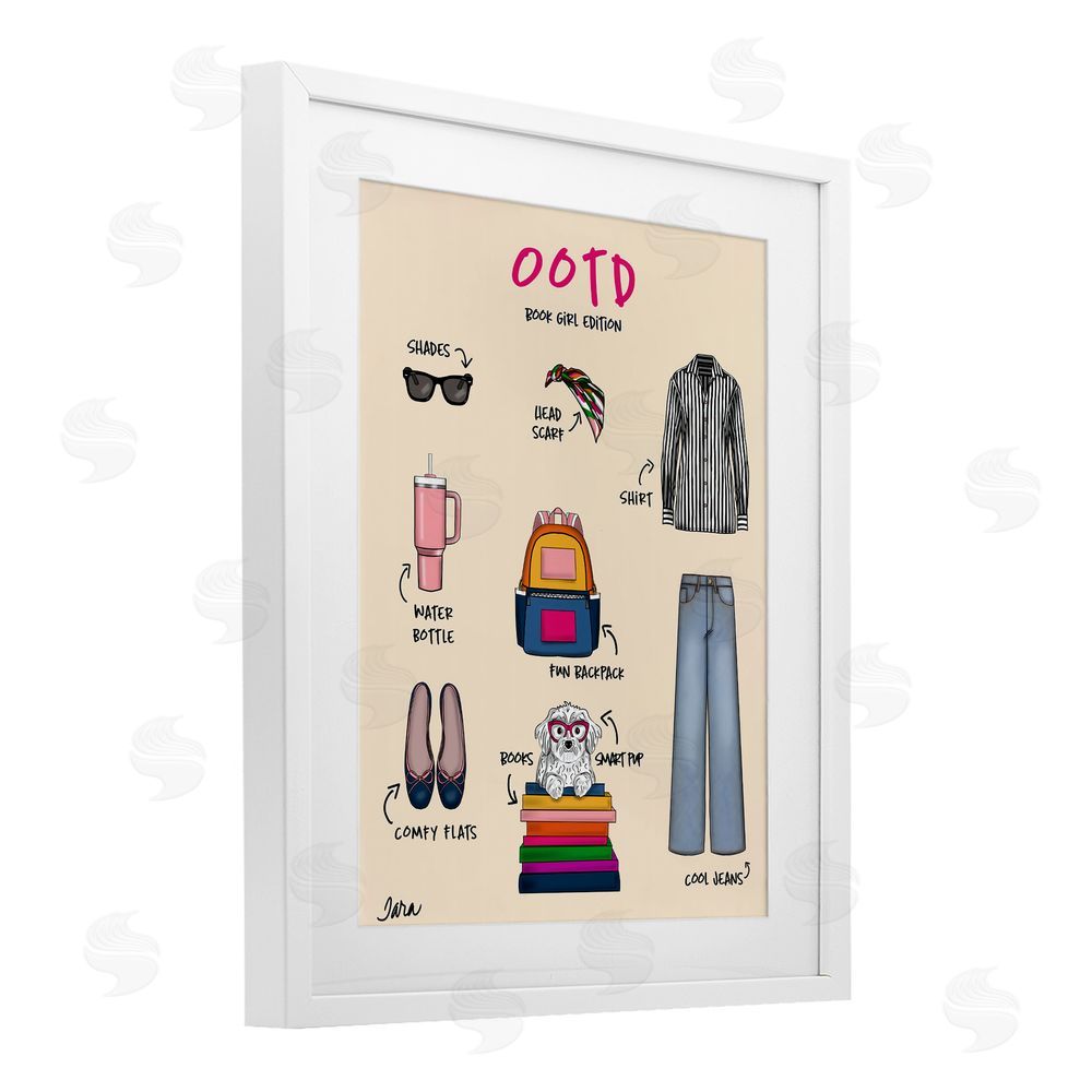 Tara Boone Book Girl Daily Outfit White Framed Print Under Glass with Matting Wall Art