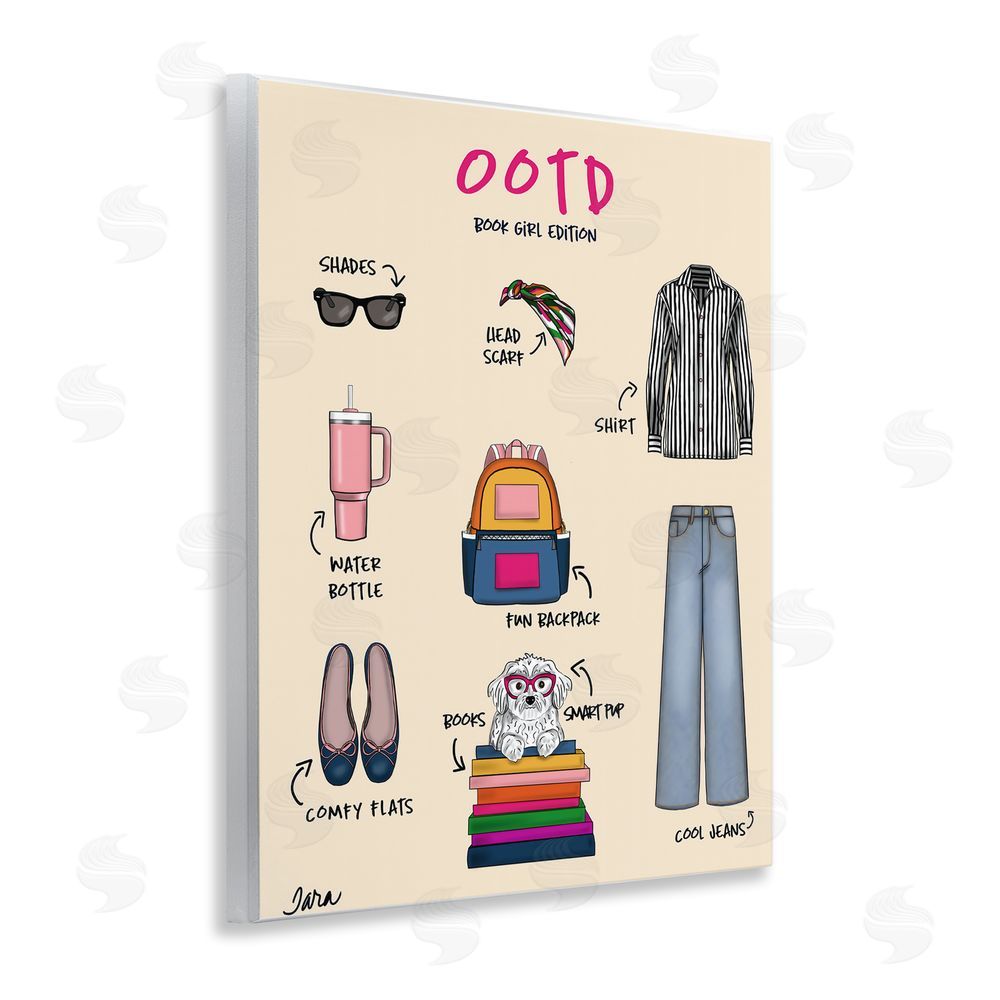 Tara Boone Book Girl Daily Outfit Wall Plaque Art Print with White Foil Wrap