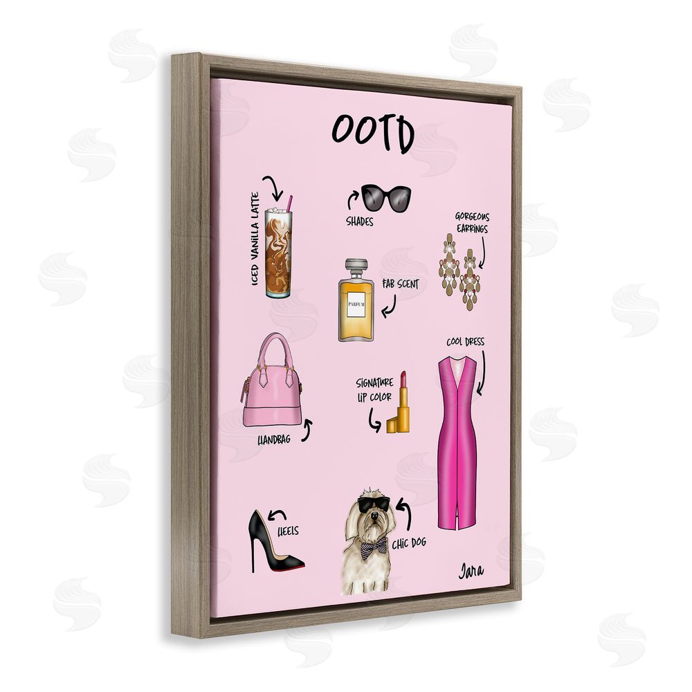 Tara Boone Feminine Glam Outfit of the Day Brown Floating Framed Canvas Wall Art