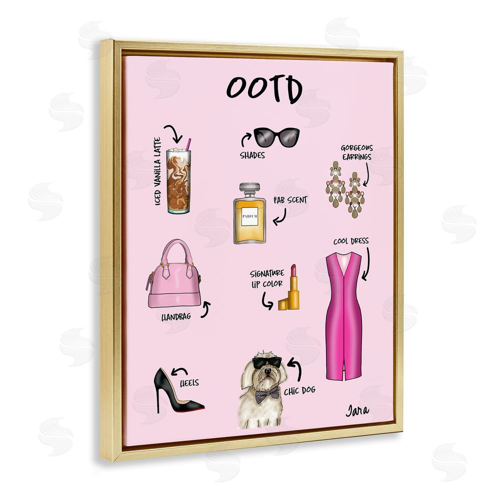 Tara Boone Feminine Glam Outfit of the Day Gold Floating Framed Canvas Wall Art