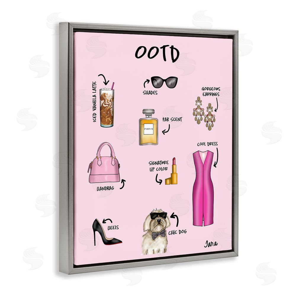 Tara Boone Feminine Glam Outfit of the Day Gray Floating Framed Canvas Wall Art