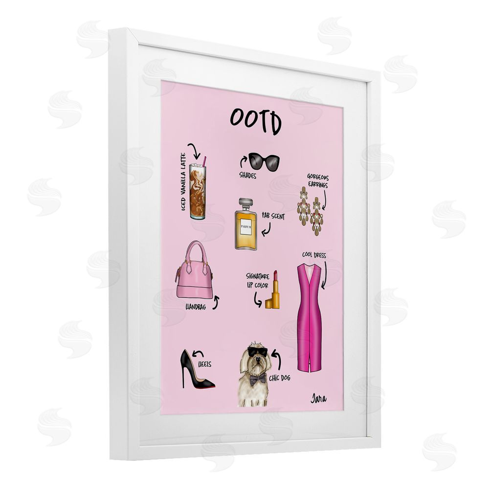 Tara Boone Feminine Glam Outfit of the Day White Framed Print Under Glass Wall Art