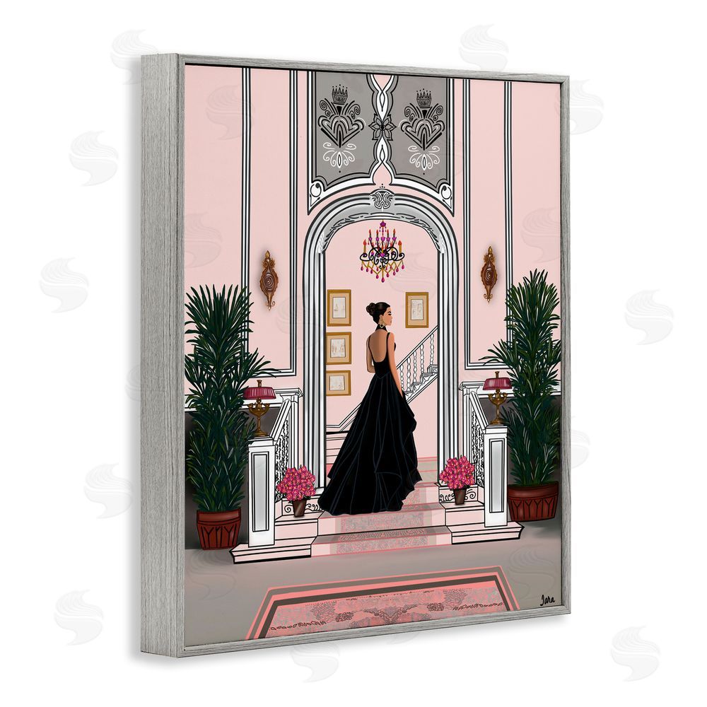 Tara Boone Mansion Girl in Gown Gray Framed Giclee Wall Art