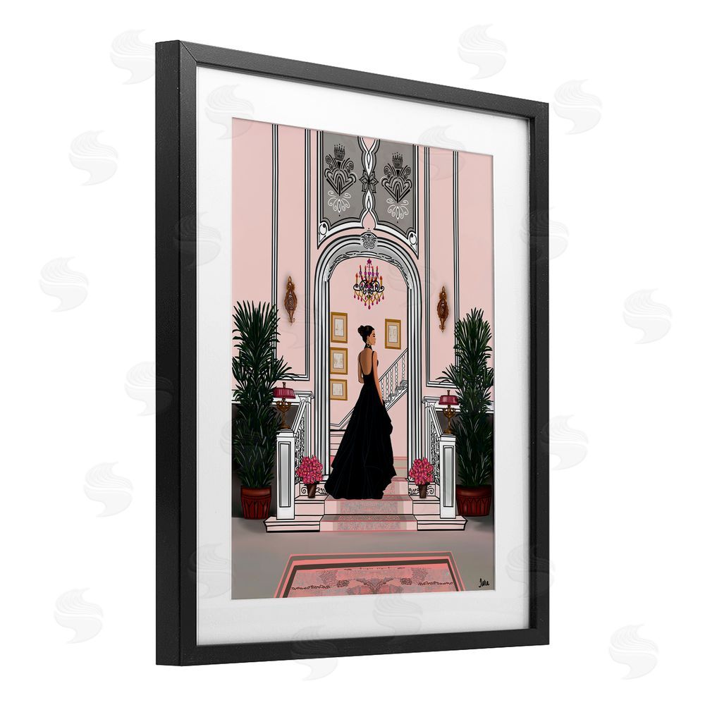 Tara Boone Mansion Girl in Gown Black Framed Print Under Glass Wall Art