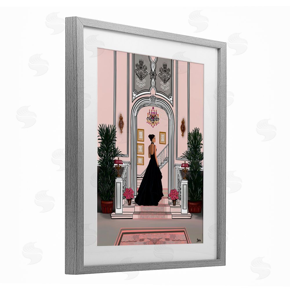 Tara Boone Mansion Girl in Gown Gray Framed Print Under Glass Wall Art