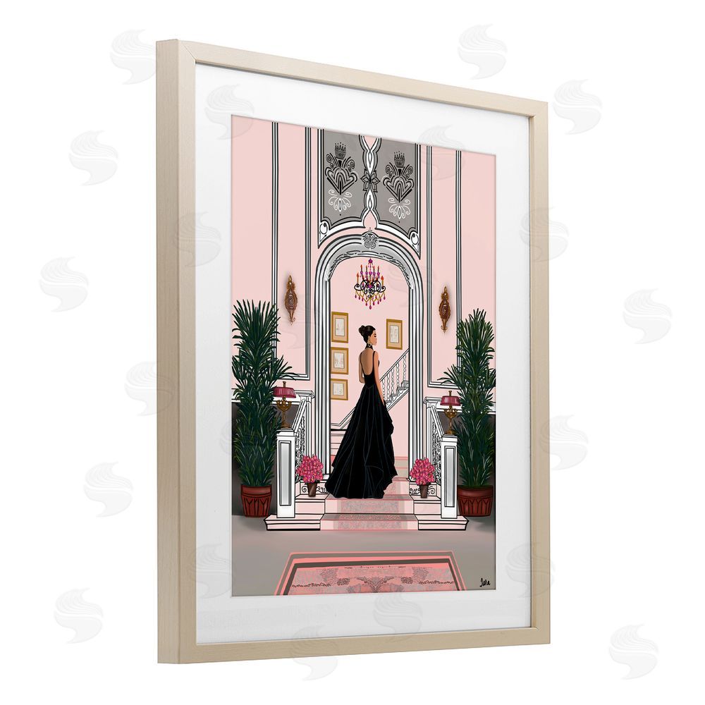 Tara Boone Mansion Girl in Gown Brown Framed Print Under Glass Wall Art