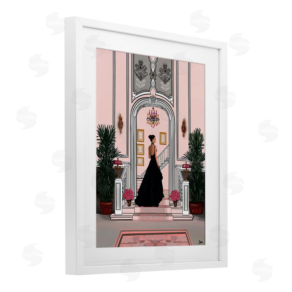 Tara Boone Mansion Girl in Gown White Framed Print Under Glass Wall Art