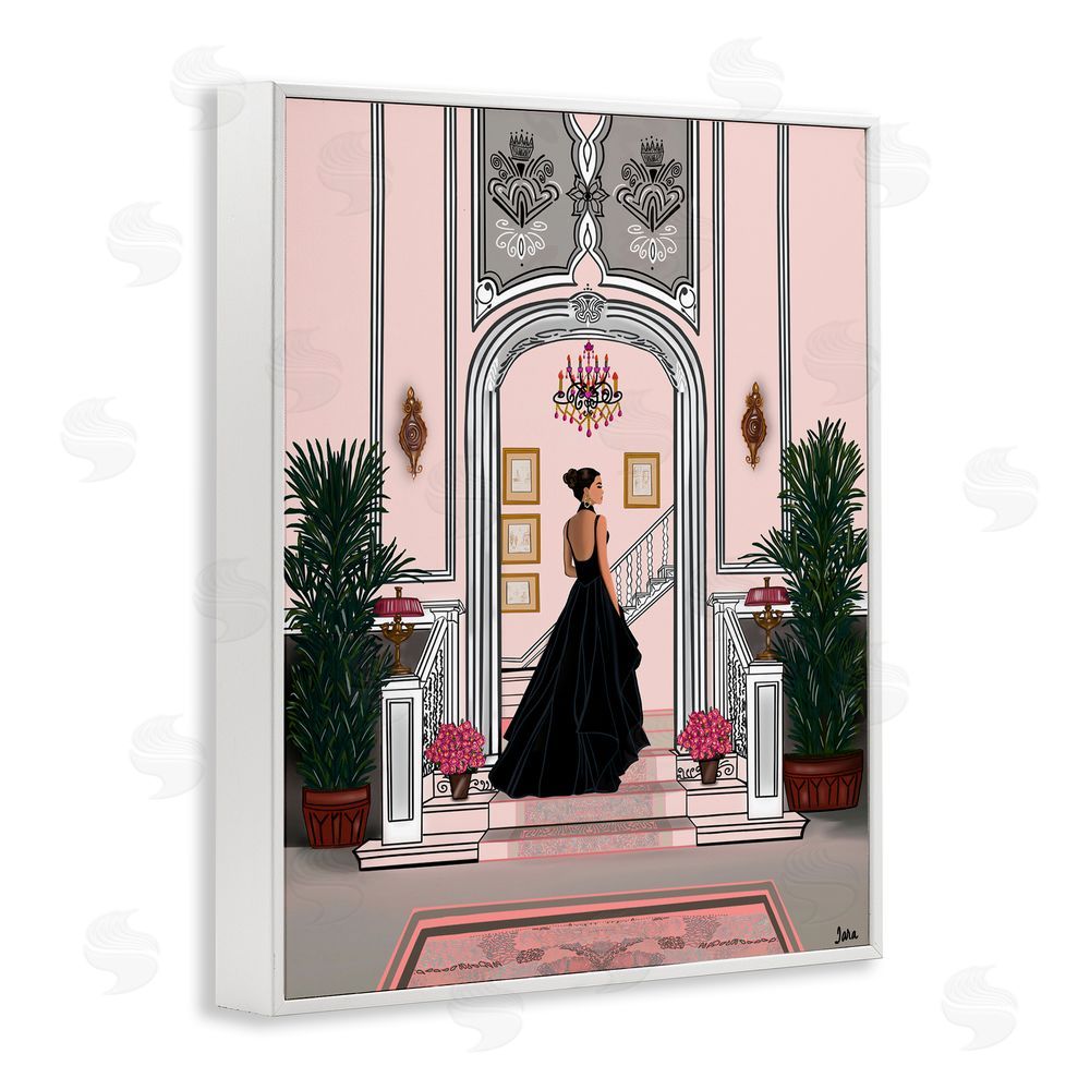 Tara Boone Mansion Girl in Gown White Framed Giclee Wall Art