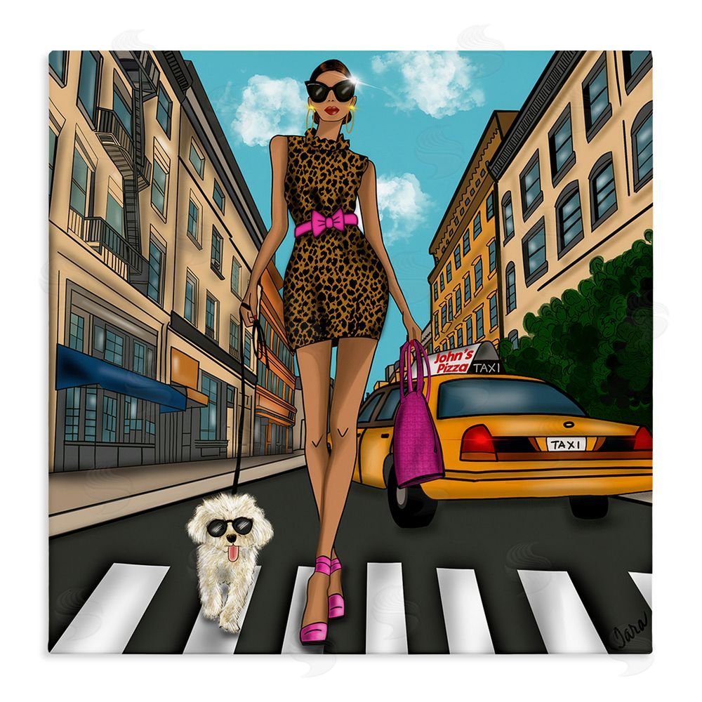 Tara Boone Fashion Girl in Big City Stretched Canvas Wall Art