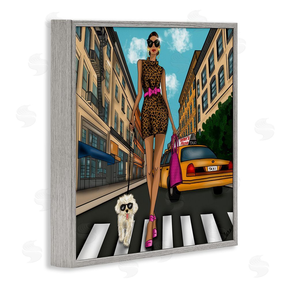 Tara Boone Fashion Girl in Big City Gray Framed Giclee Wall Art
