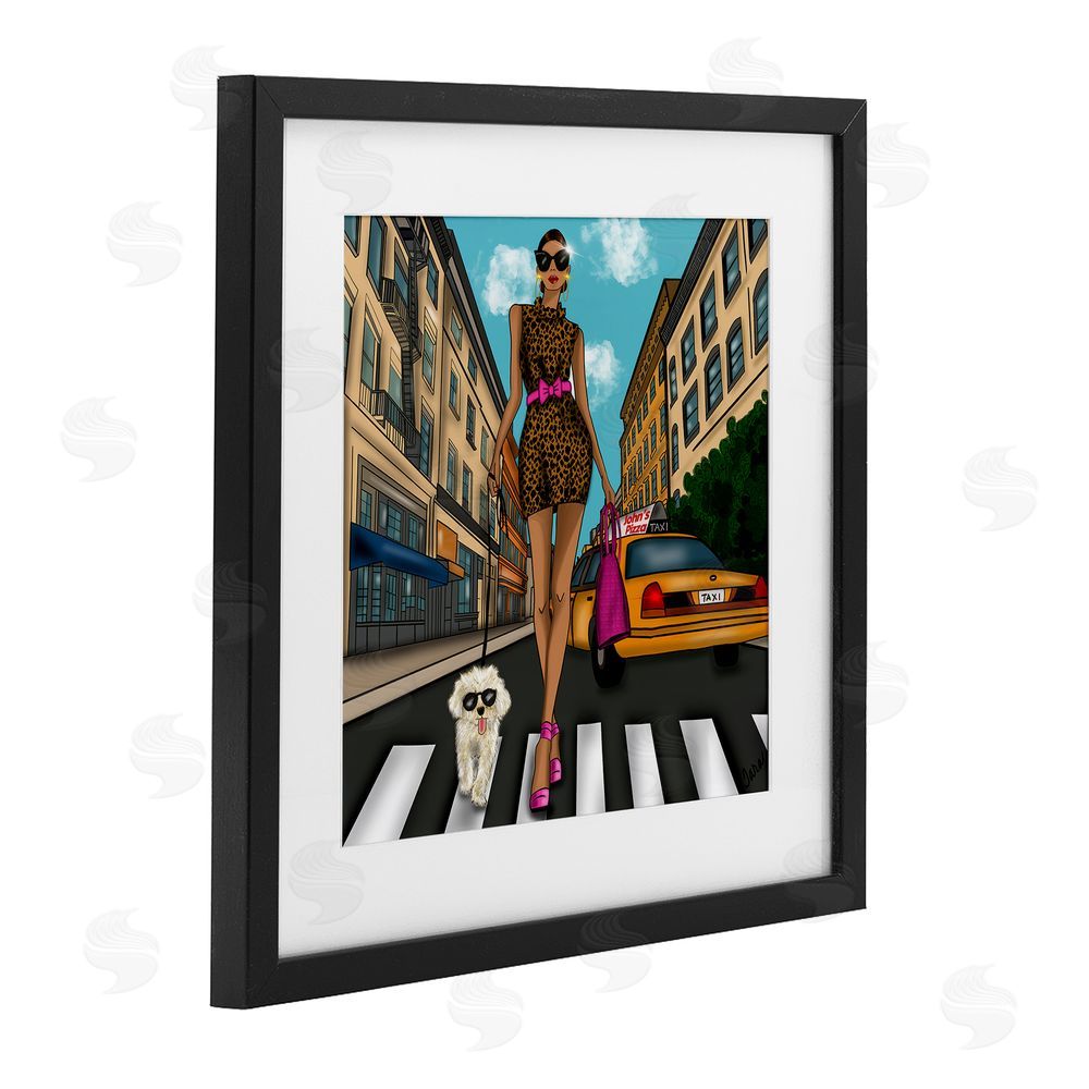 Tara Boone Fashion Girl in Big City Black Framed Print Under Glass Wall Art