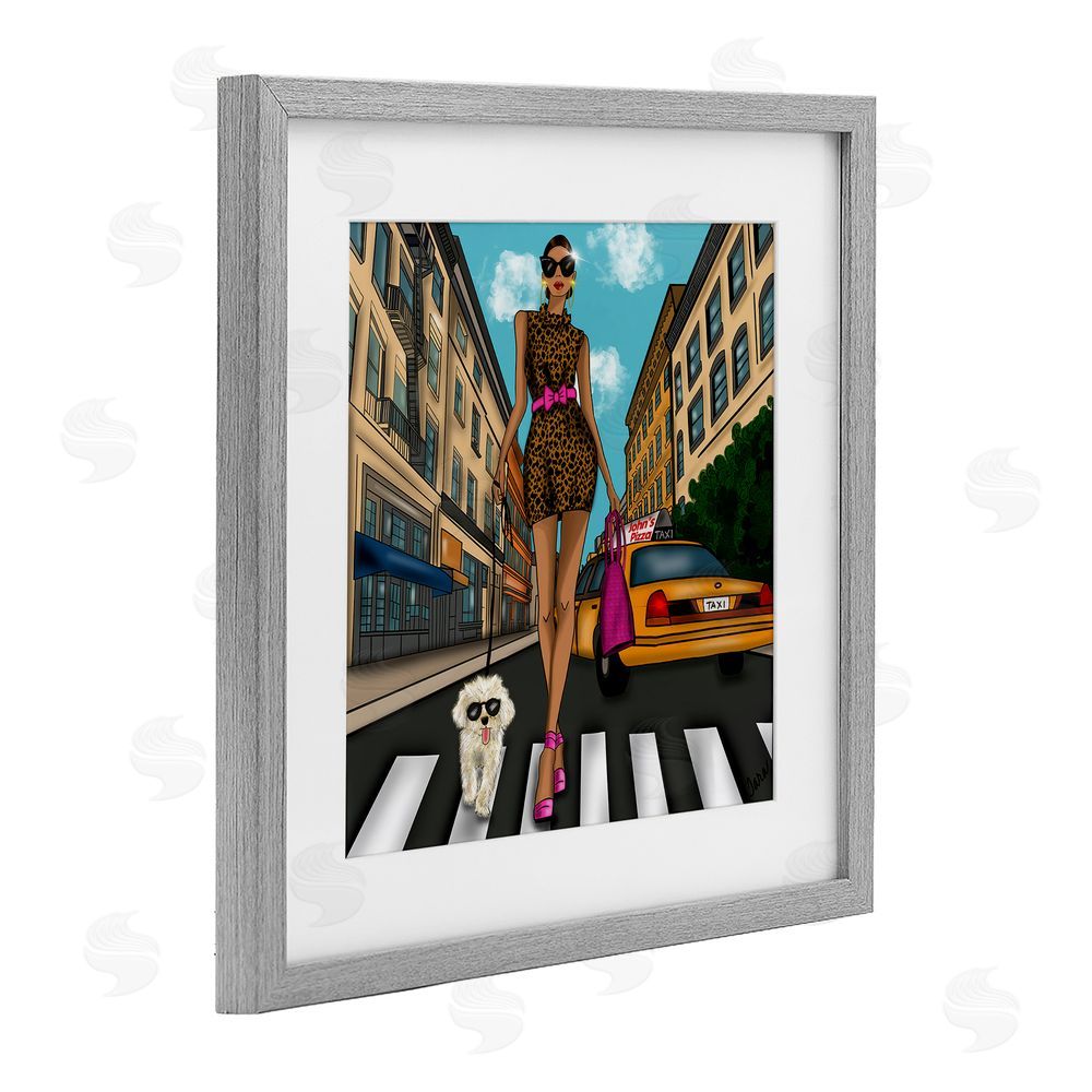 Tara Boone Fashion Girl in Big City Gray Framed Print Under Glass Wall Art