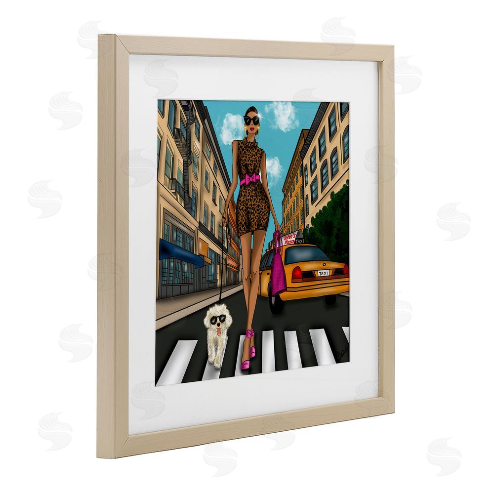 Tara Boone Fashion Girl in Big City Brown Framed Print Under Glass Wall Art