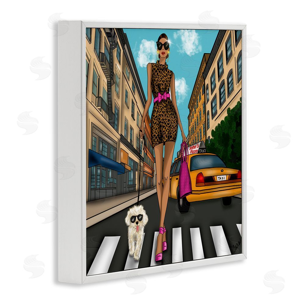 Tara Boone Fashion Girl in Big City White Framed Giclee Wall Art
