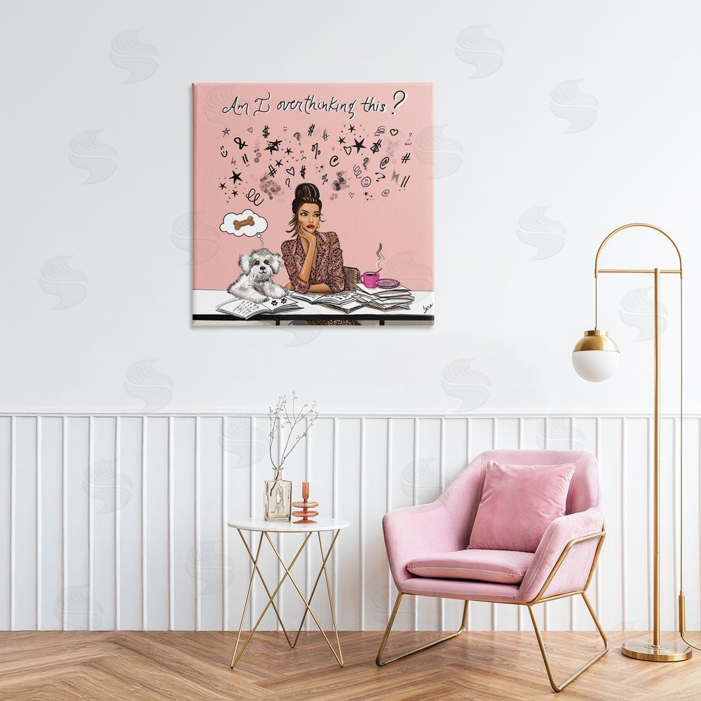 Tara Boone Overthinking Reflection with Puppy Stretched Canvas Wall Art in Room