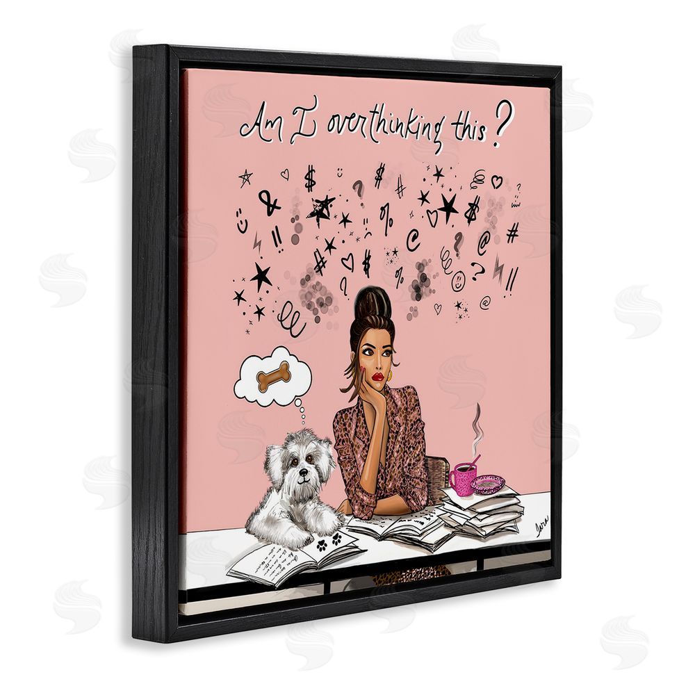Tara Boone Overthinking Reflection with Puppy Black Floating Framed Canvas Wall Art