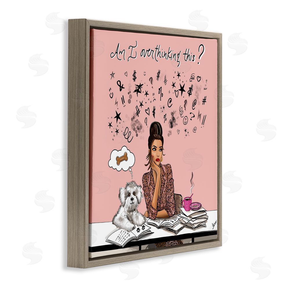 Tara Boone Overthinking Reflection with Puppy Brown Floating Framed Canvas Wall Art