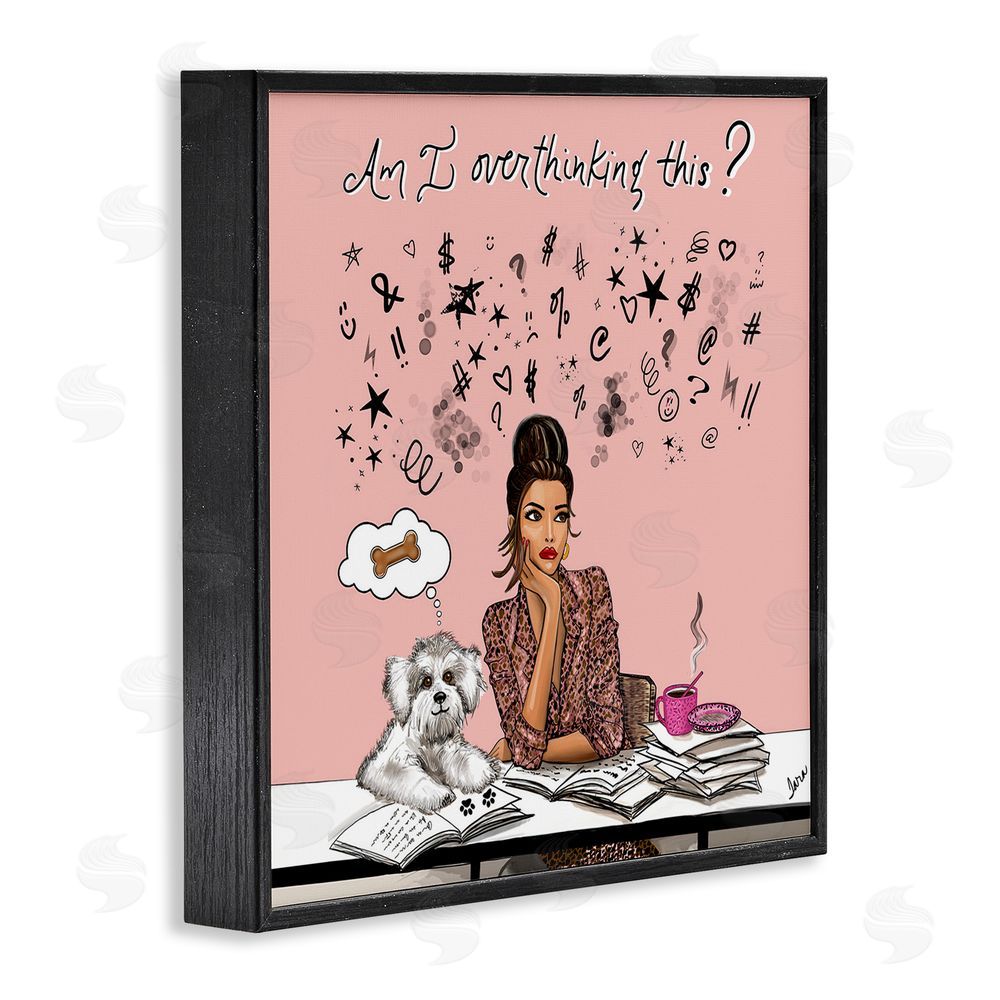 Tara Boone Overthinking Reflection with Puppy Black Framed Giclee Wall Art