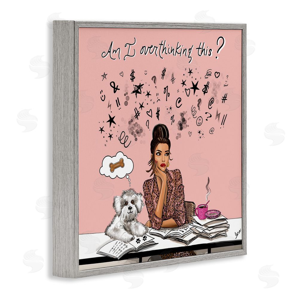 Tara Boone Overthinking Reflection with Puppy Gray Framed Giclee Wall Art