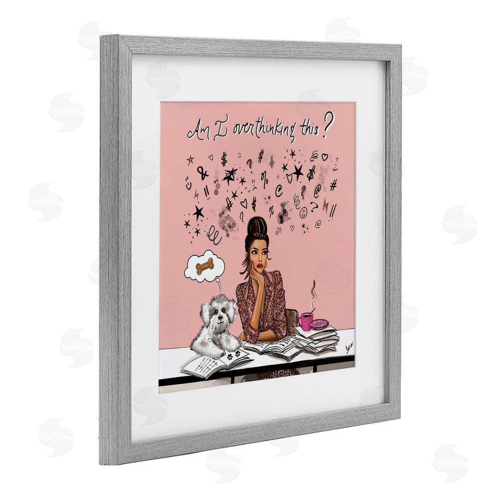 Tara Boone Overthinking Reflection with Puppy Gray Framed Print Under Glass Wall Art