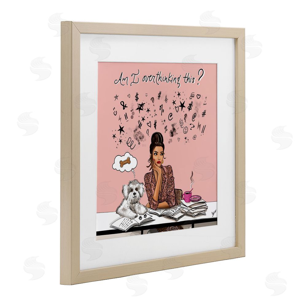 Tara Boone Overthinking Reflection with Puppy Brown Framed Print Under Glass Wall Art