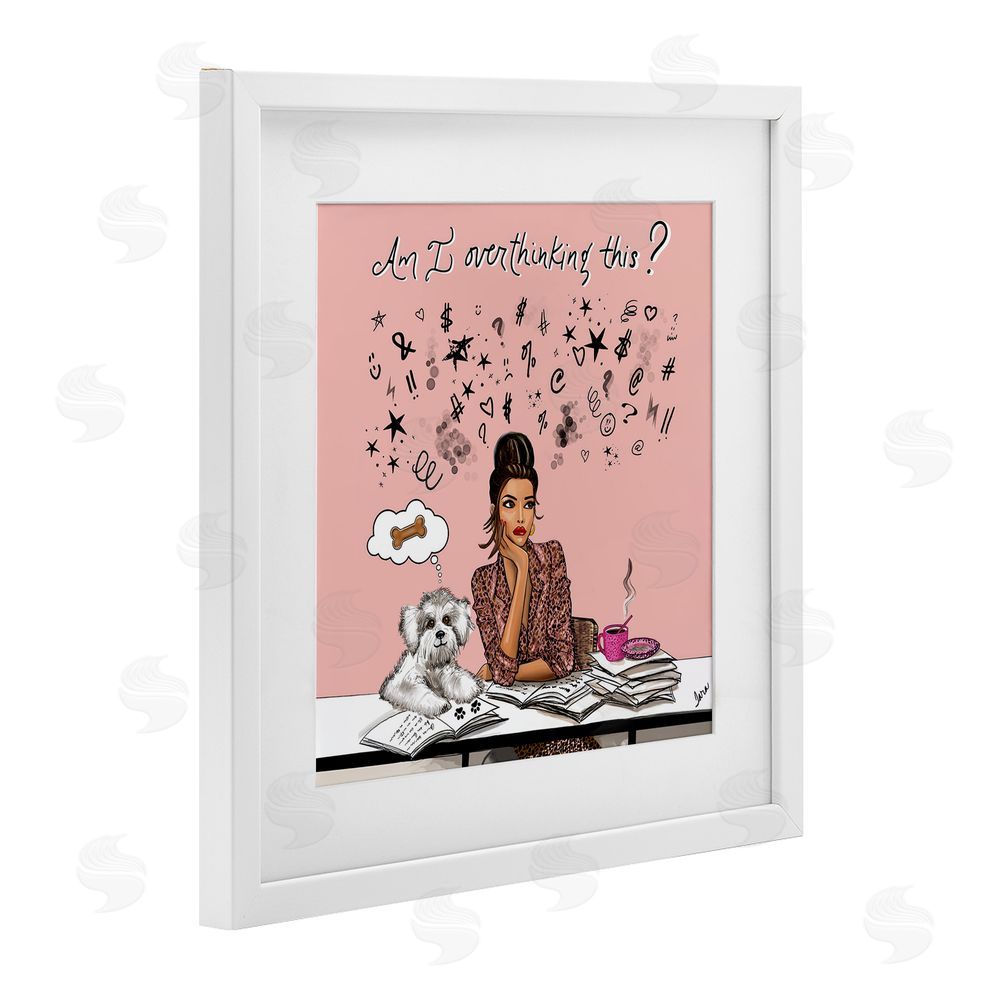 Tara Boone Overthinking Reflection with Puppy White Framed Print Under Glass Wall Art