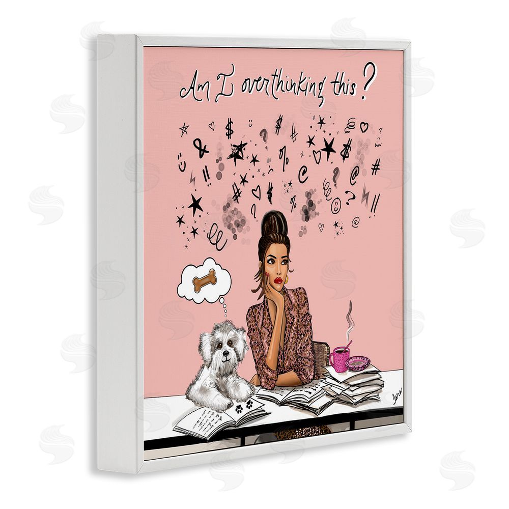 Tara Boone Overthinking Reflection with Puppy White Framed Giclee Wall Art