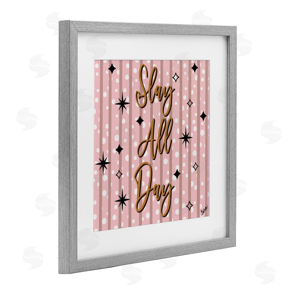 Tara Boone Slay All Day with Sparkle Pattern Gray Framed Print Under Glass with White Mat Wall Art